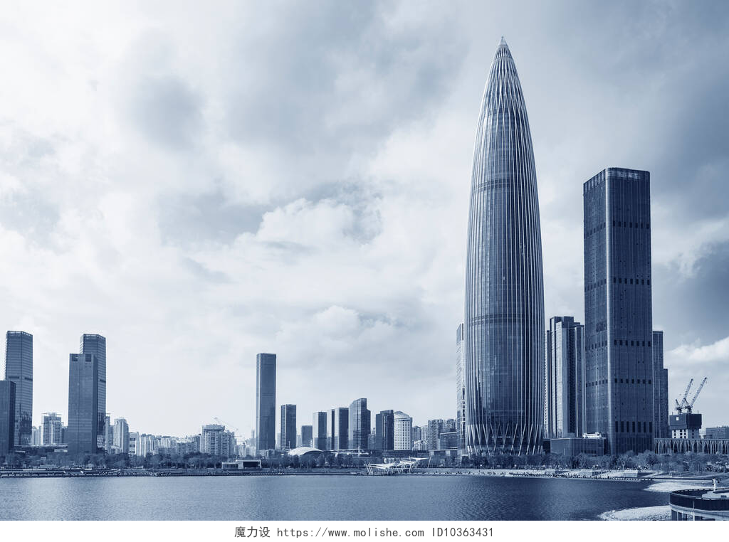 海边城市高楼大厦深圳市市区的天际线 